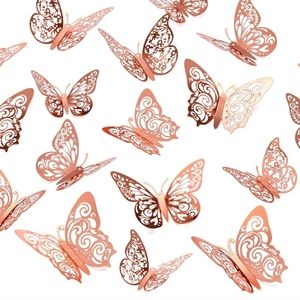 72 Pcs 3D Rose Gold Butterfly Decorations